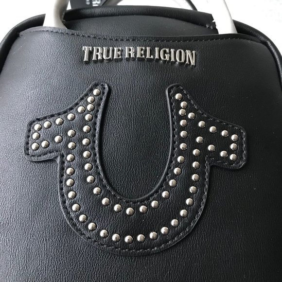 TRUE RELIGION LOGO BACKPACK BLACK faux leather   8\